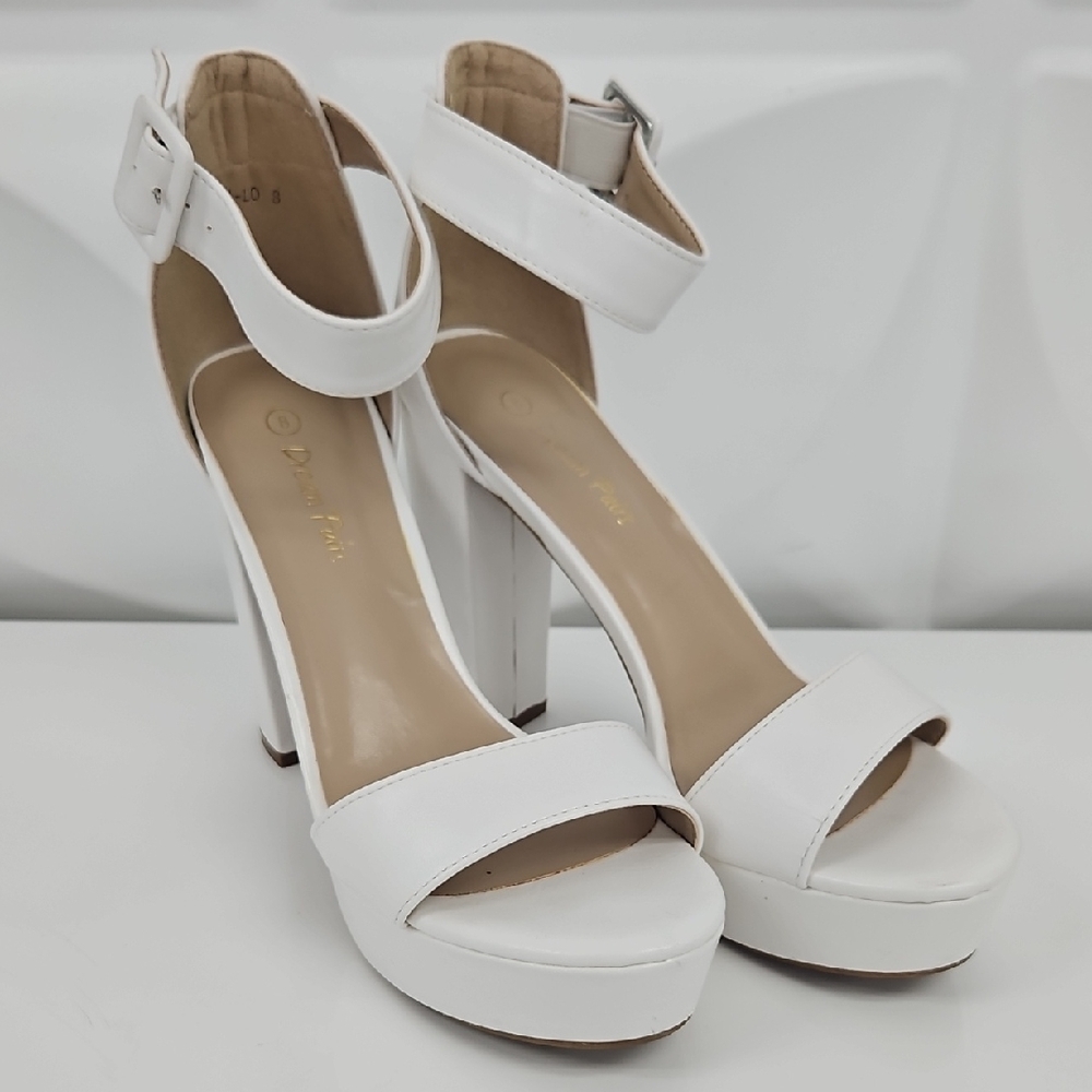 Dream Pairs Hi Lo White High Heel Platform Heels
